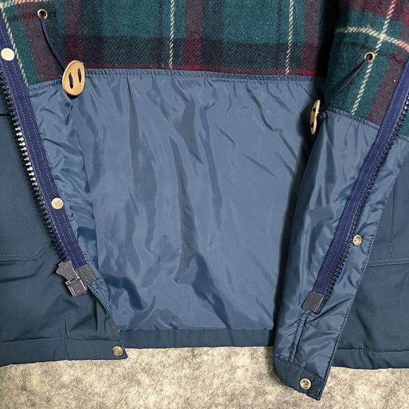 VTG Woolrich Chore Coat Mens L Blue Down Tartan Plaid Flannel Lined Barn Jacket - Picture 16 of 17